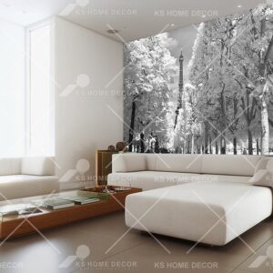 Black & White Paris Tower Trees Mural 8669422