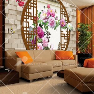 3D Chinese Style Flowers Walls Oriental Mural OR10003