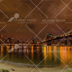 Night View City Skyline Bridge Mural CI0001