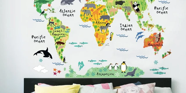 animal map wall stickers Animal Map Wall Stickers