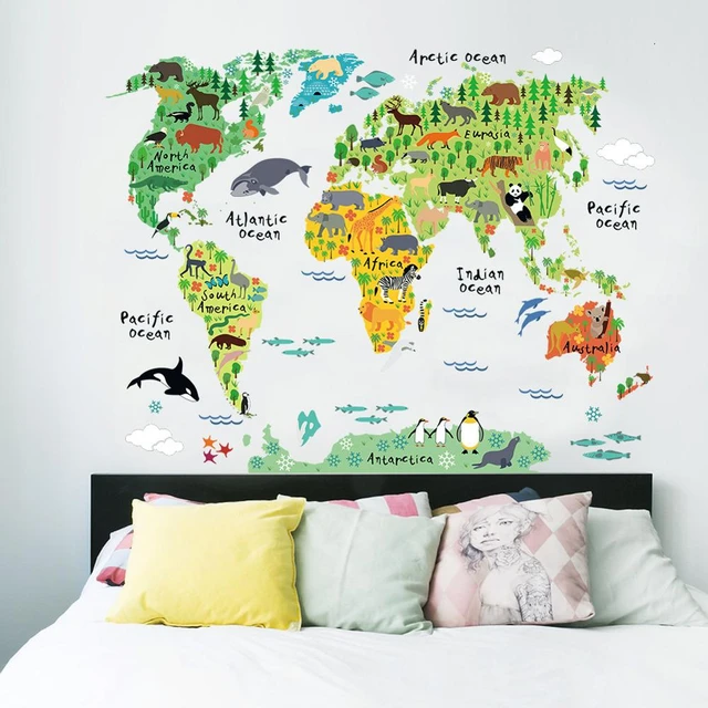 animal map wall stickers Animal Map Wall Stickers